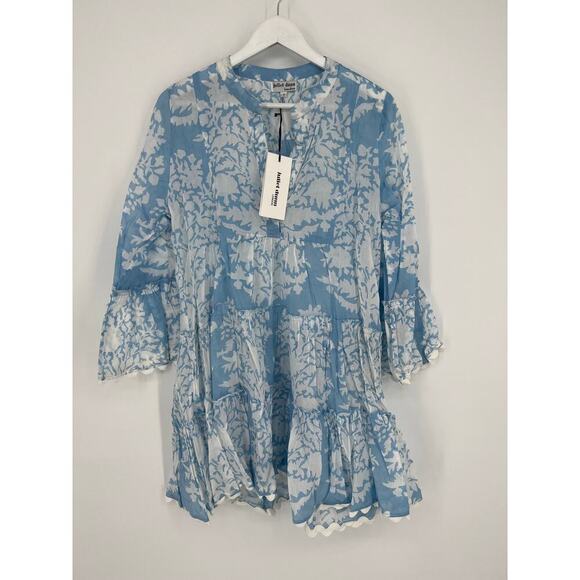 Juliet Dunn Exclusive Pastel Blue Palladio Flared Sleeve Dress NWT Small - Picture 8 of 9